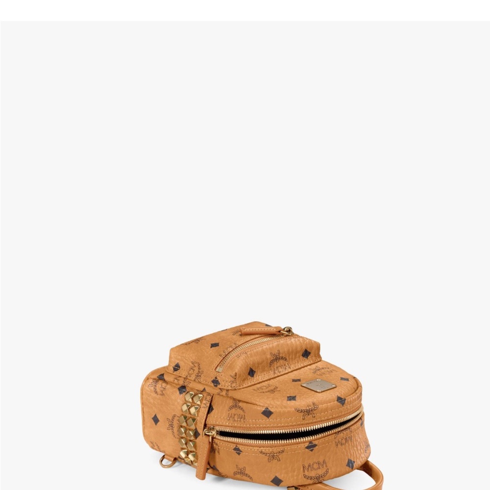 MCM Stark Bebe Boo Backpack in Visetos. Size X-Mini, Color - Cognac | COGNAC - Picture 8 of 8